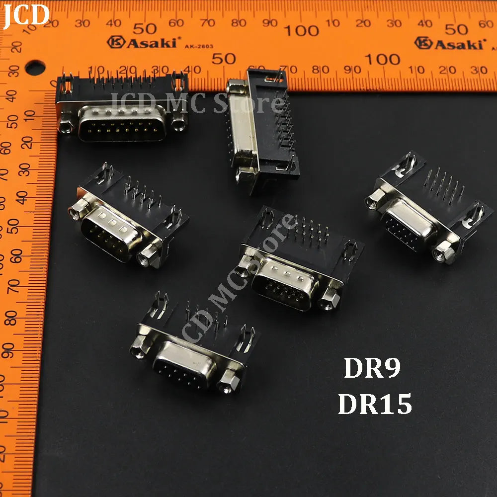 1/5/10Pcs DR9 DR15 Hole/Pin Female/Male Right Angle Welded D-Sub Connector RS232 Serial Port Adapter DB9 9/15 Pin