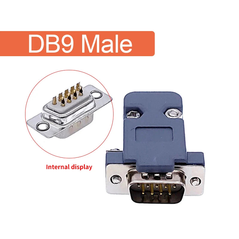 DB9 serial adapter connector Plug D type RS232 COM 9 pin hole port socket female&Male Screw installation + shell DP9