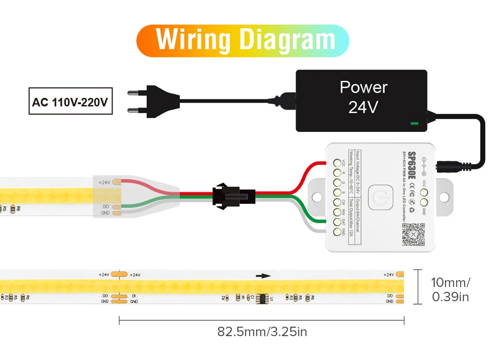 FCOB SPI CCT IC LED Light Strip WS2811 Addressable 576 LEDs 2700K to 6500K 10mm DC24V Flexible FOB High Density COB Lights RA90