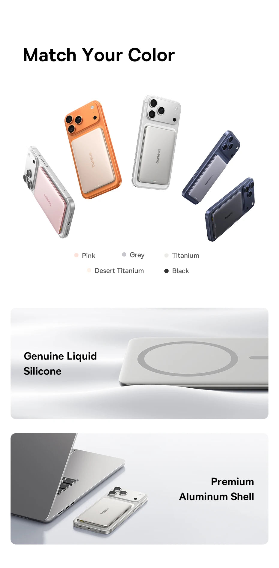 Baseus 5000mAh Magnetic Power Bank 15W Wireless 20W Wired Charging Thin Card-Sized Slim Portable Powerbank for iPhone 17 Samsung
