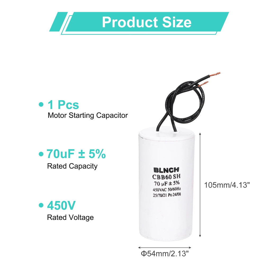 1/2Pcs CBB60 Running Capacitor 3-100uF 450V 2 Wire Electric Air Compressor Motor Run Starting Capacitor for Washing Machine