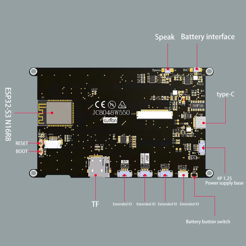 ESP-32-S3 5-inch IPS 800*480 16M FLASH 8M PSRAM LCD Display Module with WIFI and Bluetooth LCD-TFT HMI Touch Display Module