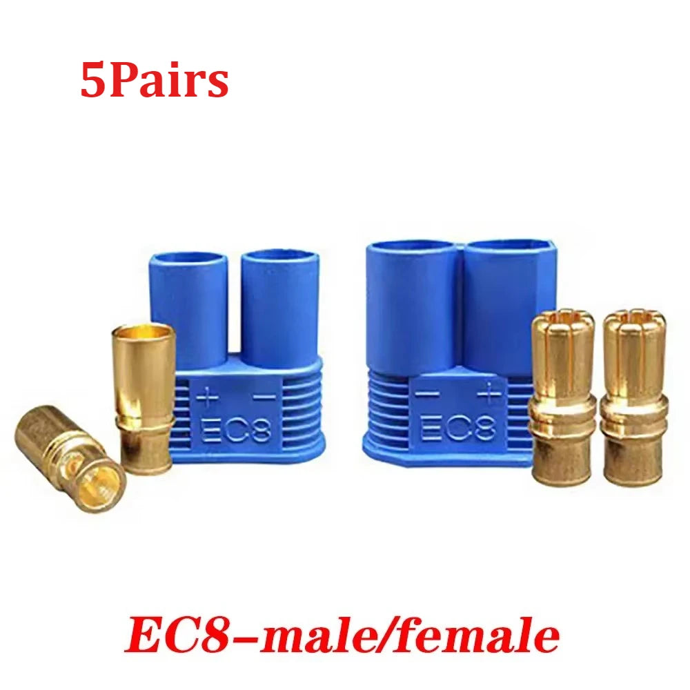 5 Pairs EC2/3 EC5 EC8 connector kit male and female Bullet Gold Plated Banana Plug Be used for RC Model Airplane Connector parts