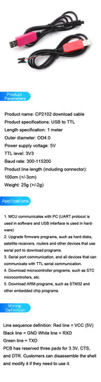 1pcs CP2102 module USB to TTL upgrade board UBS to serial port STC microcontroller download flash six in one UART