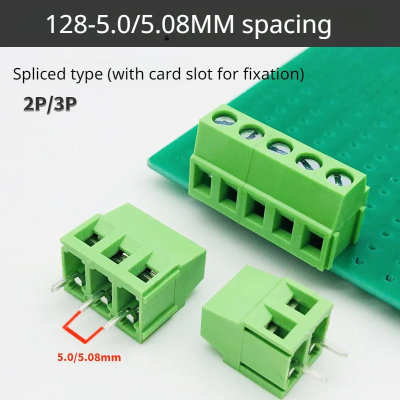 5pcs/lot Screw Type PCB Terminal Blocks Can Be Spliced Green KF128/JM128-2.54/3.5/3.81/5.0/5.08/7.5