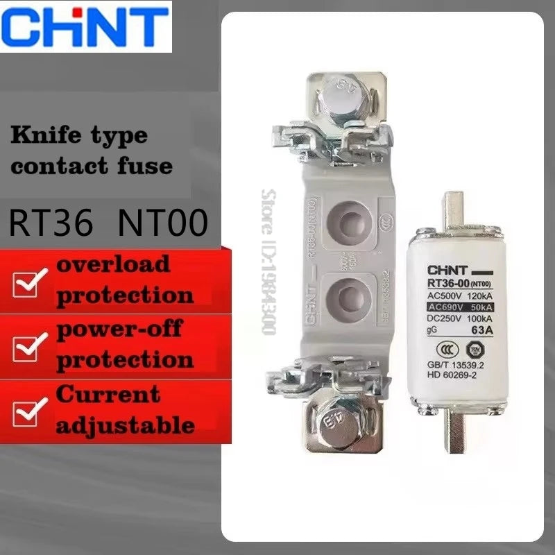 CHINT Fuse Core RT36-00 NT00 20A 25A 32A 40A 50A 63A 80A 100A 125A 160A Ceramic Resistor Fuse Base