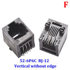 10Pcs RJ11 RJ45 Socket 52-4P4C 6P2C 6P4C 6P6C 8P8C Seat RJ12 Phone Jack Female 6Core Crystal Head 180 Degrees Vertical