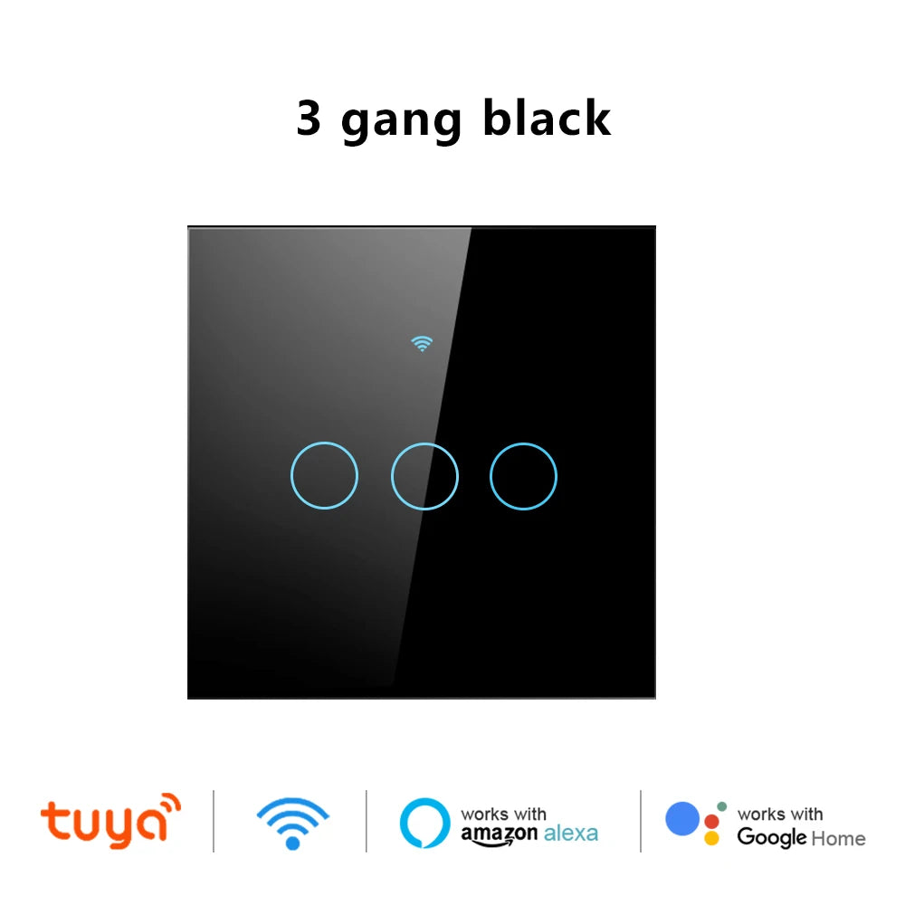 Work With Tuya WiFi Smart Touch Wall Switch RF433MHz 1/2/3/4 Gang Touch Sensor for LED Light Voice Control Alexa And Google Home