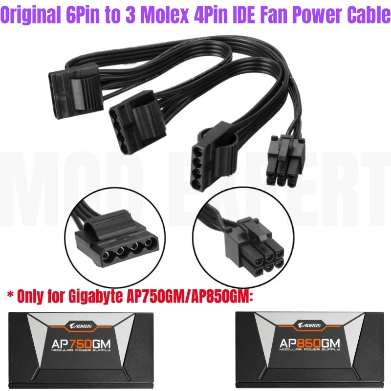 Modular Power Cable for GIGABYTE AORUS AP750GM AP850GM, GPU PCIe 8Pin 6+2Pin, CPU 4+4Pin, HDD SSD SATA Molex IDE 4Pin, ATX 24Pin