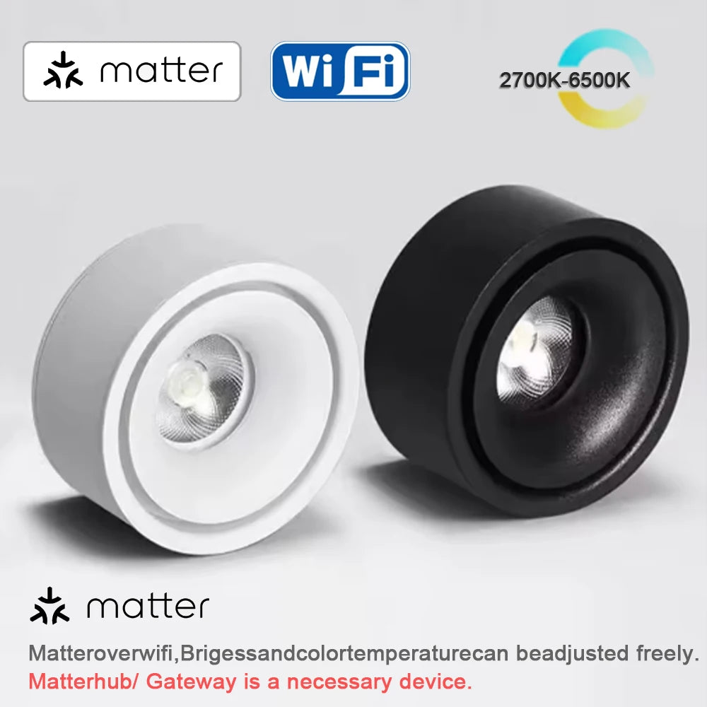 LED Surface Mounted Ceiling Light, 3CCT TUYA Bluetooth/Zigbee Matter Smart Spotlight Dimmable AC110V 220V Indoor Lighting
