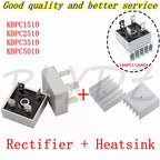 5Set Diode Bridge Rectifier KBPC5010 KBPC1510 KBPC2510 KBPC3510 Rectifiers 15A 25A 35A 50A 1000V With Aluminum Heatsink