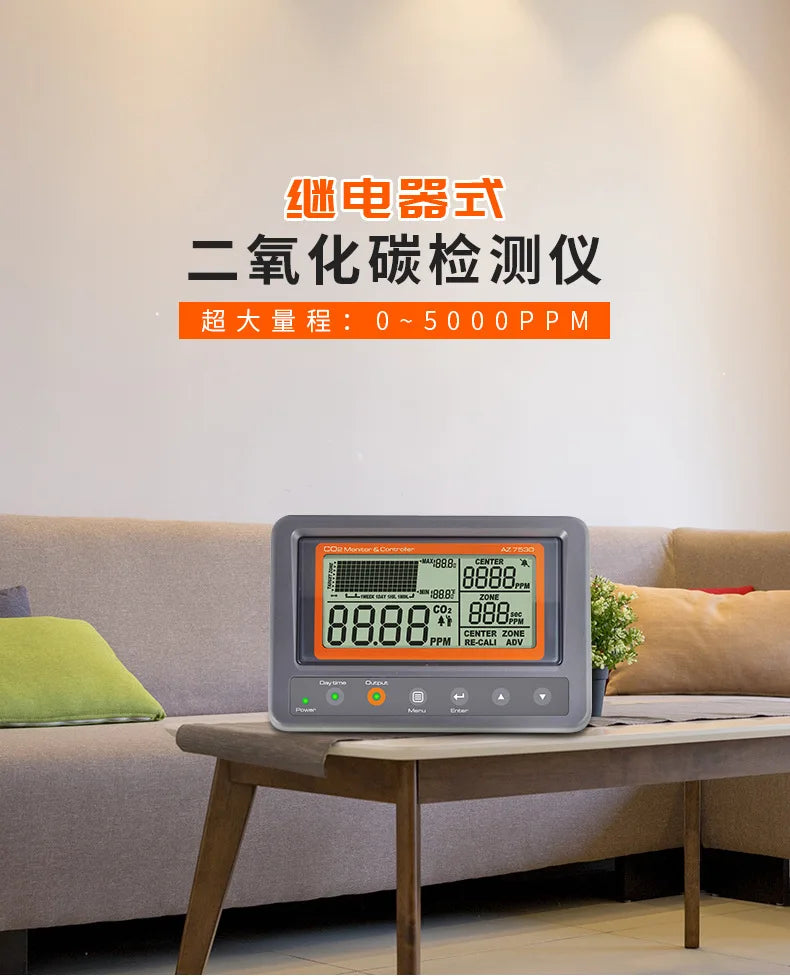 high precision Digital Wallmount Carbon Dioxide CO2 Controller IAQ Monitor w/ Relay Function & NDIR Sensing Probe for Green Hous