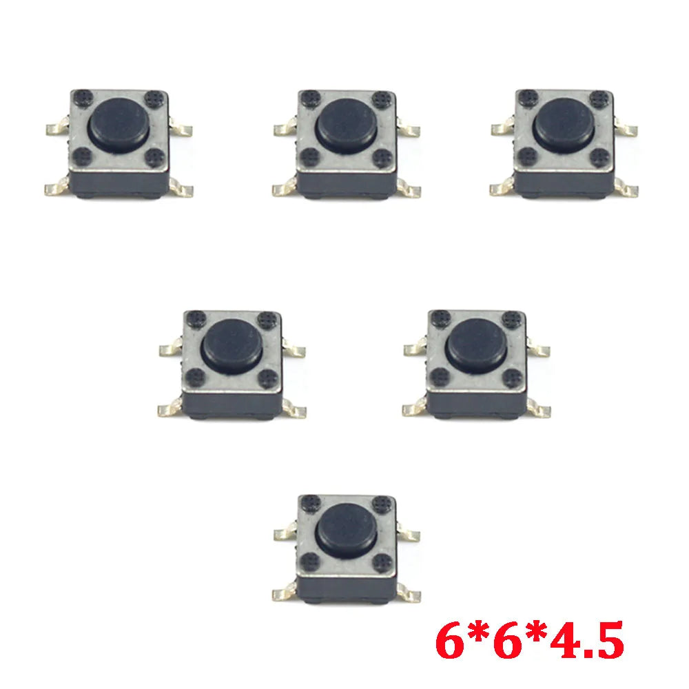 20/50/100pcs Push Button Switch 6*6*4.5/6*6*6.5 Tact Switch Tactile 6x6x4.5/6x6x6.5 SMD SMT Height Is 4.5mm 6.5mm