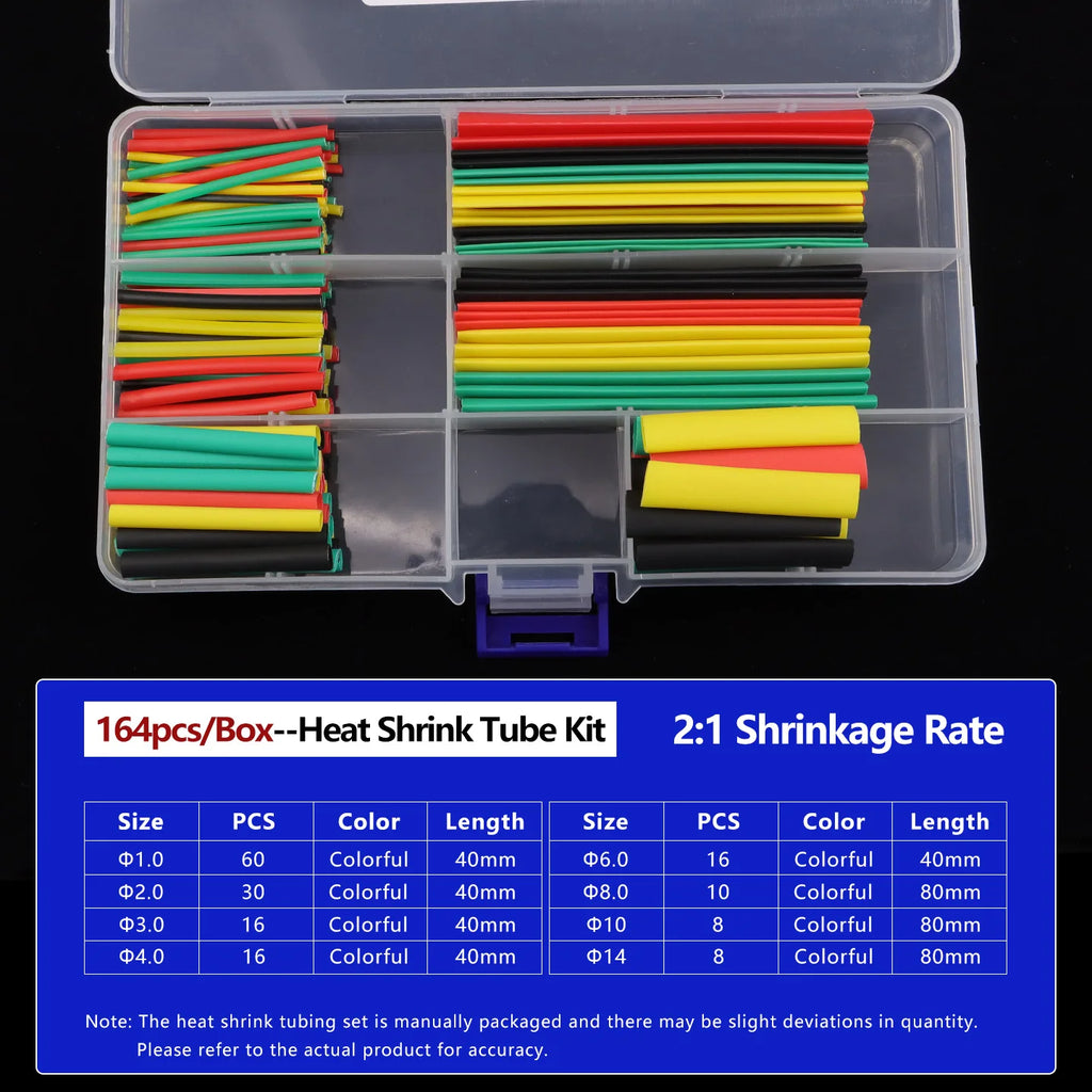 2:1 Heat Shrink Tube Kit Thermoresistant Shrinkage Tubing Wire Wrapping Electrical Connection Cable Insulation Sleeved Protecter