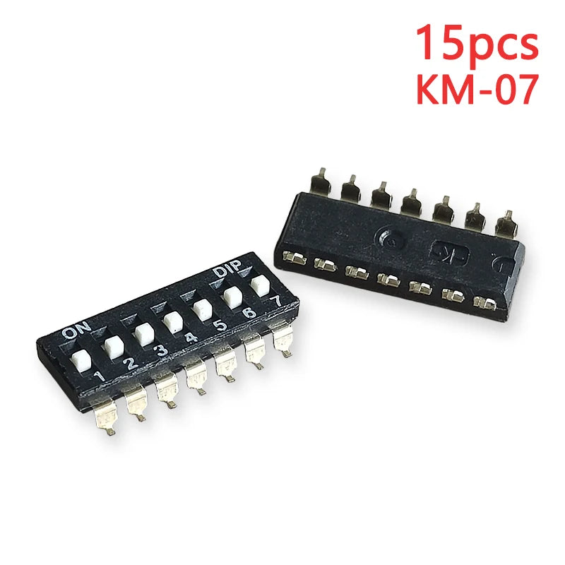 15PCS Black Toggle SMD DIP Switch Module Spacing 2.54MM 24V Patch Type 1 2 3 4 5 6 7 8 10 PIN Quick Dial The Code Switch