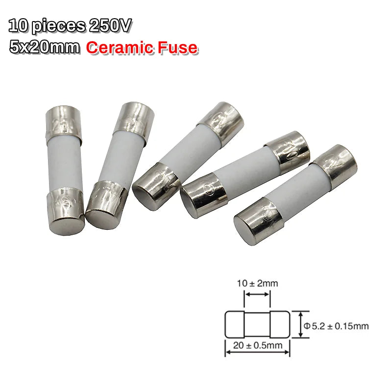 10pcs 5*20mm 6*30mm Glass and Ceramic Fuse 250V Fast Blow 0.1A 0.2A 0.5A 1A 2A 3A 3.15A 4A 5A 6A 8A 10A 15A 20A 25A 30A AMP FUSE