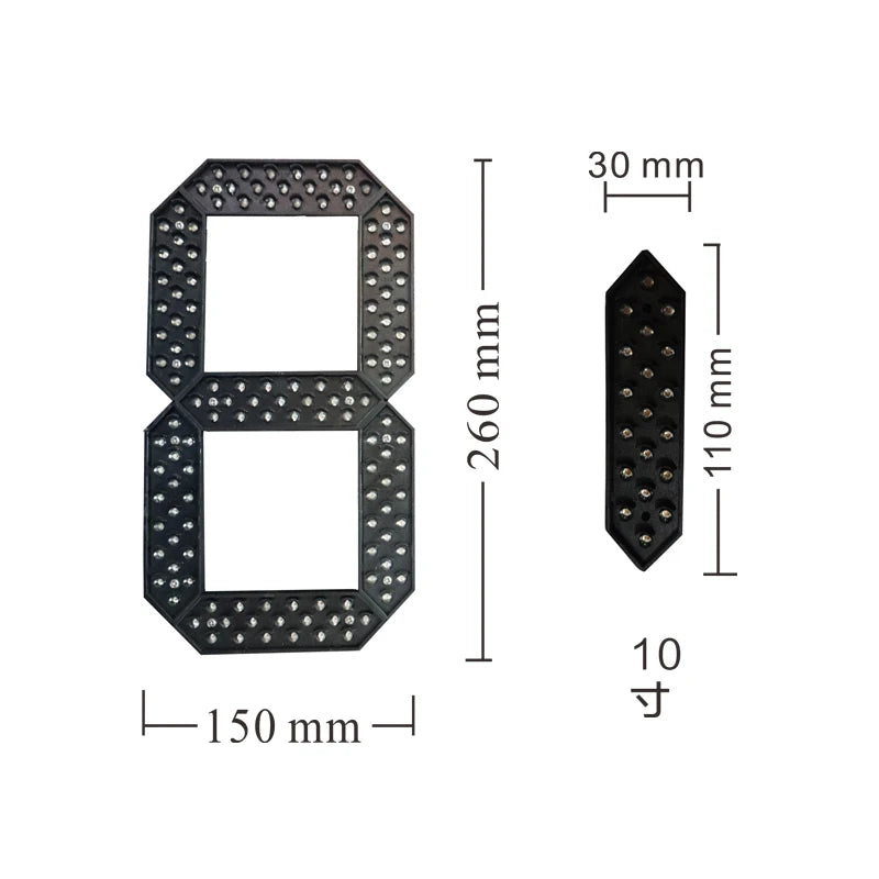 4pcs/lot 10 inch Small Size 7 Segment LED Display For Price/Time/Temperature/Score Sign Outdoor Waterproof Digital module