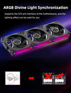 Coolcirc DL-2 Modular Wireless Splicing 120mm PC Case Cooling Fan ARGB Infinite Mirror Lighting Effect for Computer Water Cooler