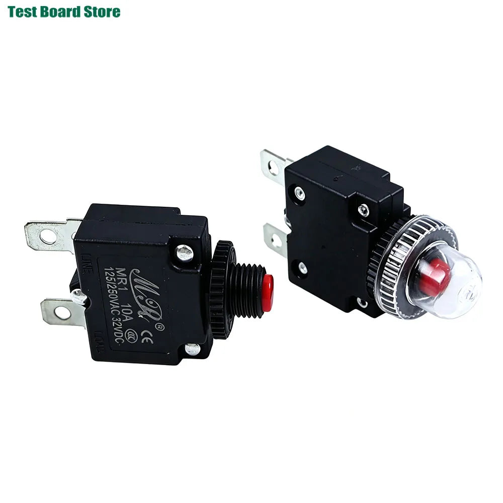 2/5Pcs Circuit Breaker Overload Protector Switch Fuse 3A 4A 5A 6A 7A 8A 10A 12A 15A 20A Resettable With & Without Waterproof Cap
