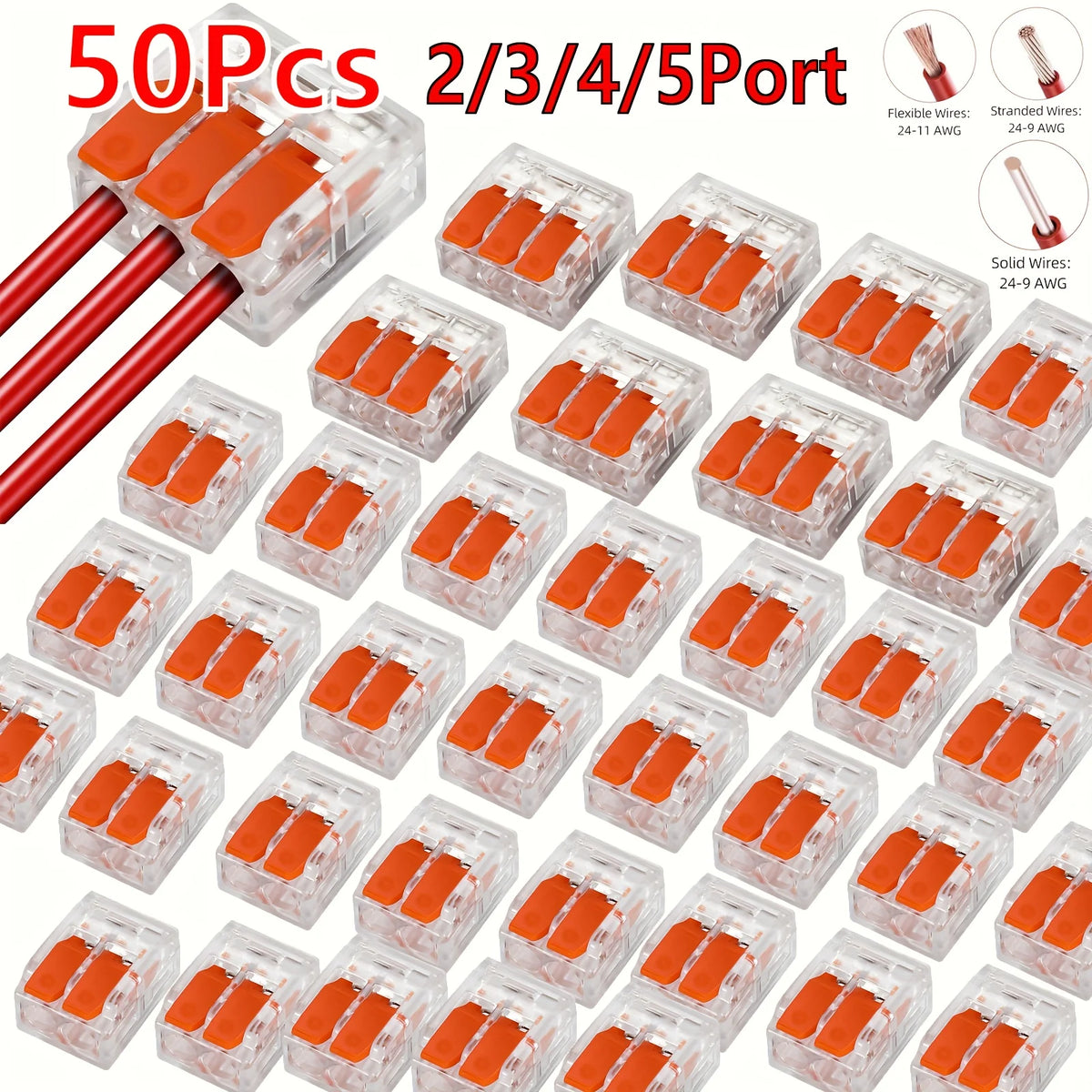 10/20/30/50Pcs Multi Port Orange Universal Quick PlugIn Terminals Connectors Wire Connector Terminals