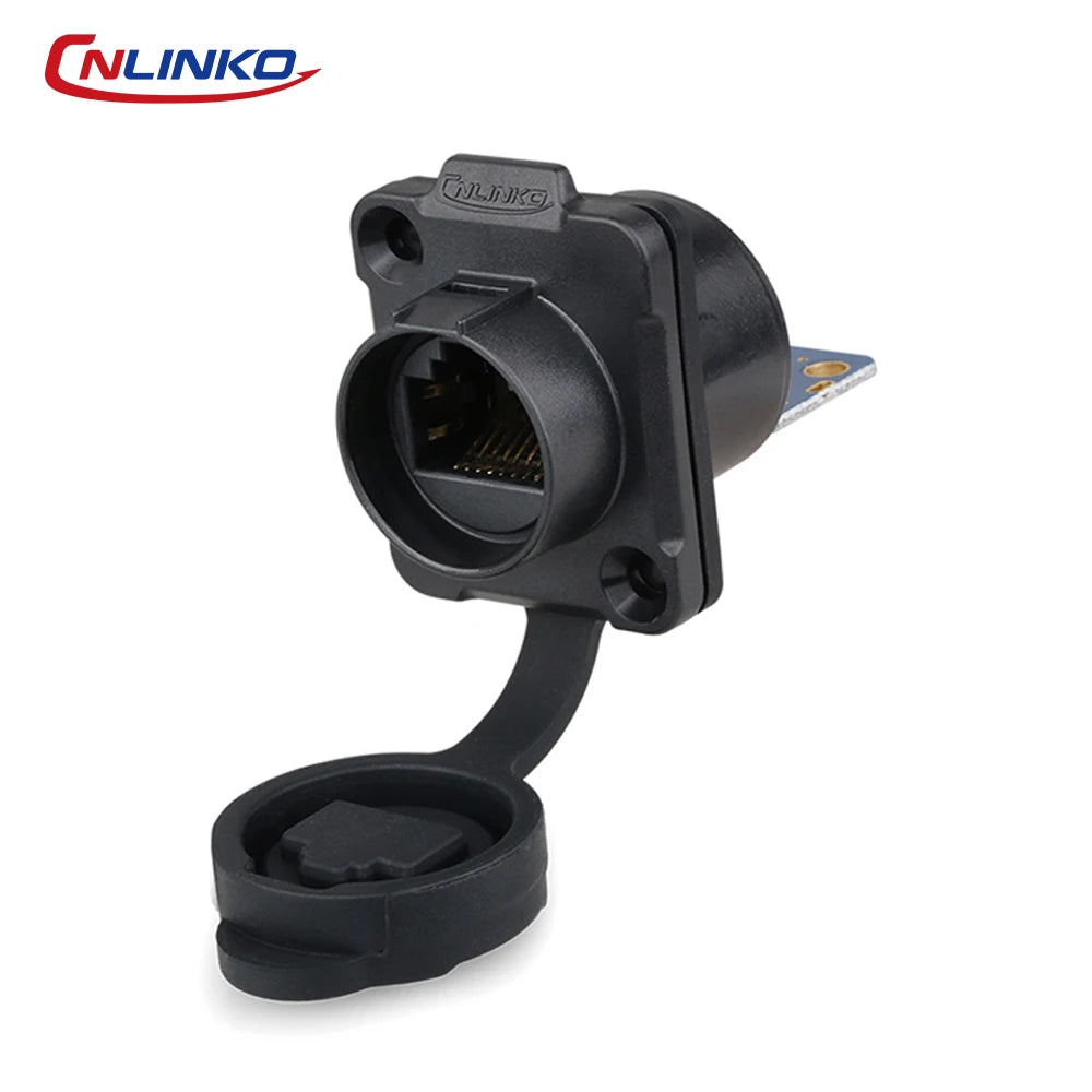 CNLINKO LP16 Waterproof Circular RJ45 Connector 8P8C Male/Female Panel Mount, PBT Push-Pull for Industrial Automation & Marine