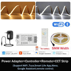 1-10M CCT 2700K-6500K Dimmable LED Strip 5mm 10mm COB LED Strip Light CCT Strip Tuya WiFi Controller Linear LED Tape With Dimmer