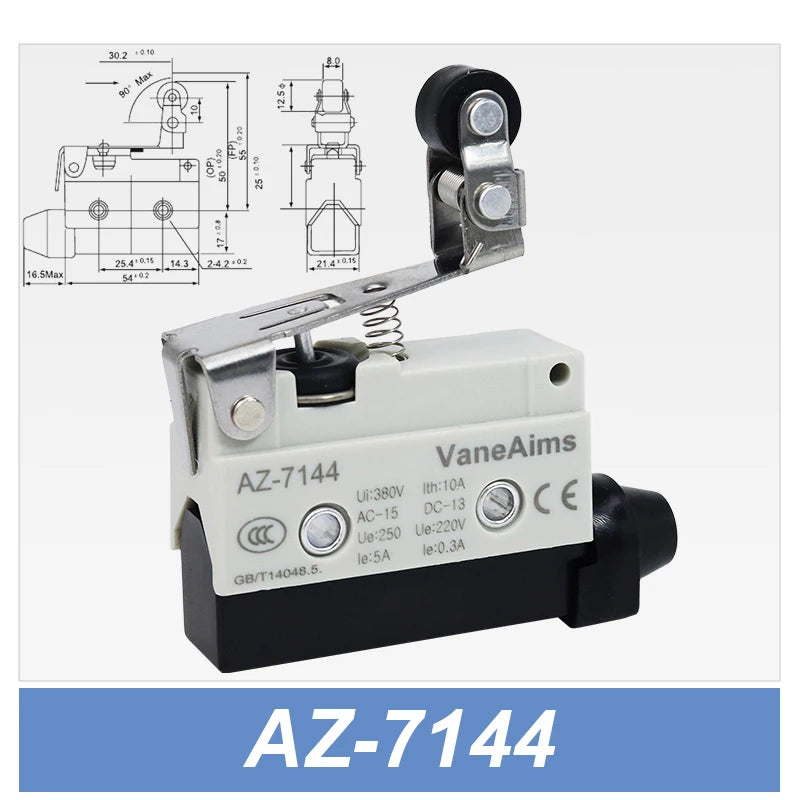Waterproof AZ Micro Limit switch 10A 250V AZ-7312 AZ-7311 AZ-7121 AZ-7120 Small Roller Lever Travel Switch without fixation