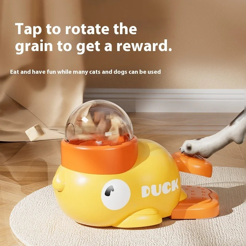 Intelligent Dog Automatic Feeder Cat Dog Puzzle Feeder Interactive Pet Food Treat Dispenser Cartoon Duck Design for Dog Training