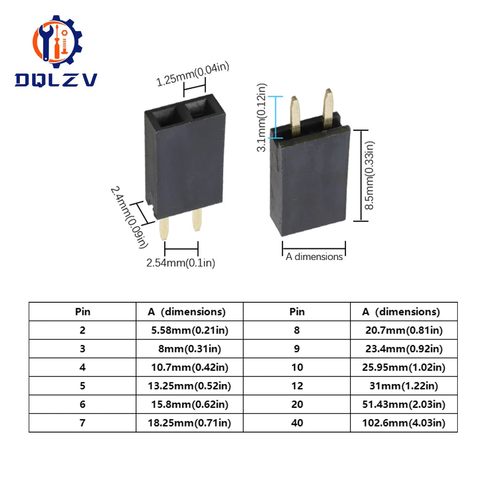 155PCS Single Row Female Socket Box 2.54mm Single Row Pin Socket Connector PCB Board Combination Kit, 8 Types