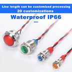 Waterproof metal indicator lamp 6/8/10/12/16/19/22MM power signal lamp 3V 5v 6v 12V 24V 110V 220V red/yellow/blue/green/white