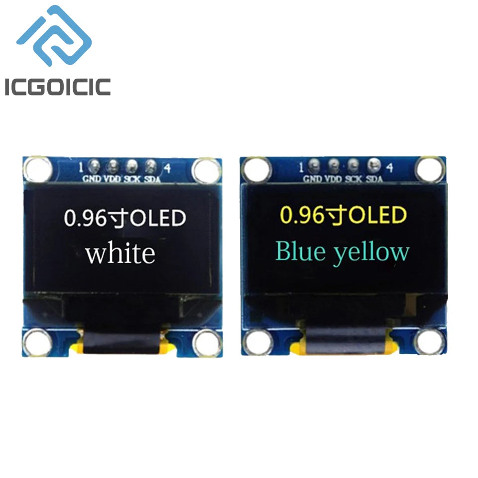 0.96 Inch OLED Display Module  128x64 Pixel I2C SSD1306 Luminous OLED Screen Board Compatible With Arduino Raspberry Pi ESP32