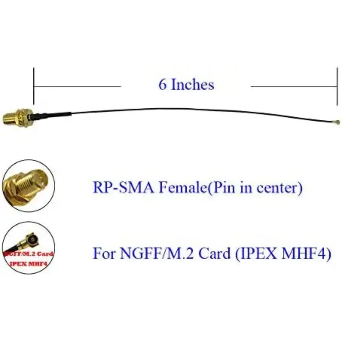 UFL To SMA M.2 NGFF U.FL To RP-SMA Female MHF4 I-P-X-4 I-P-E-X-4  Connector Pigtail Antenna Extension Cable (15cm (2 Pcs))