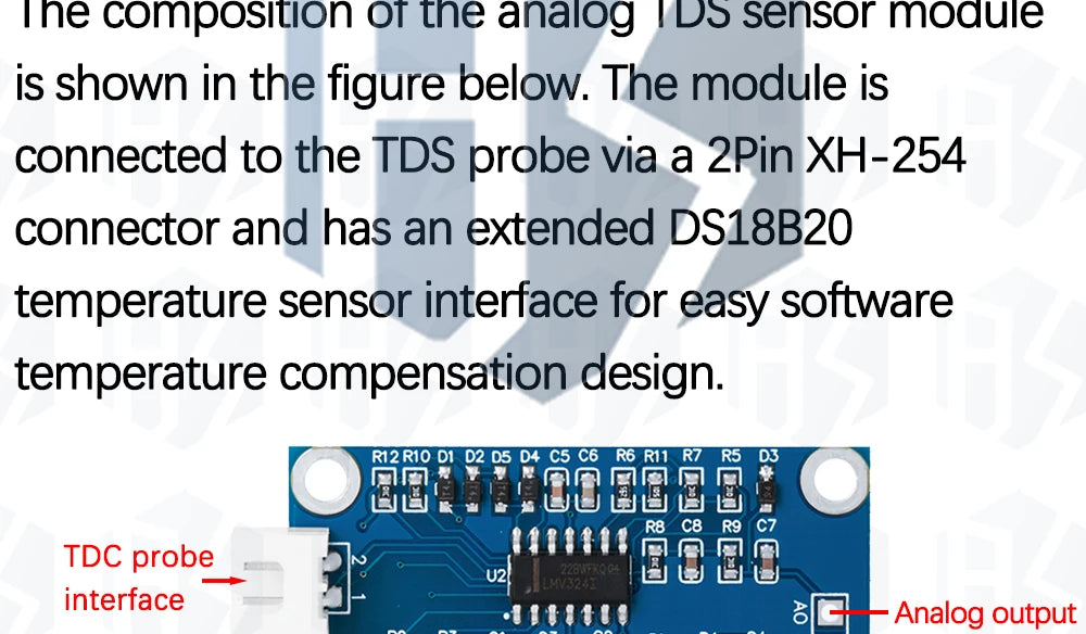 TDS Sensor Module Dissolved Solids Analog Signal Soluble Solid Water Quality Detection DS18B20 Temperature for Arduino 51/STM32