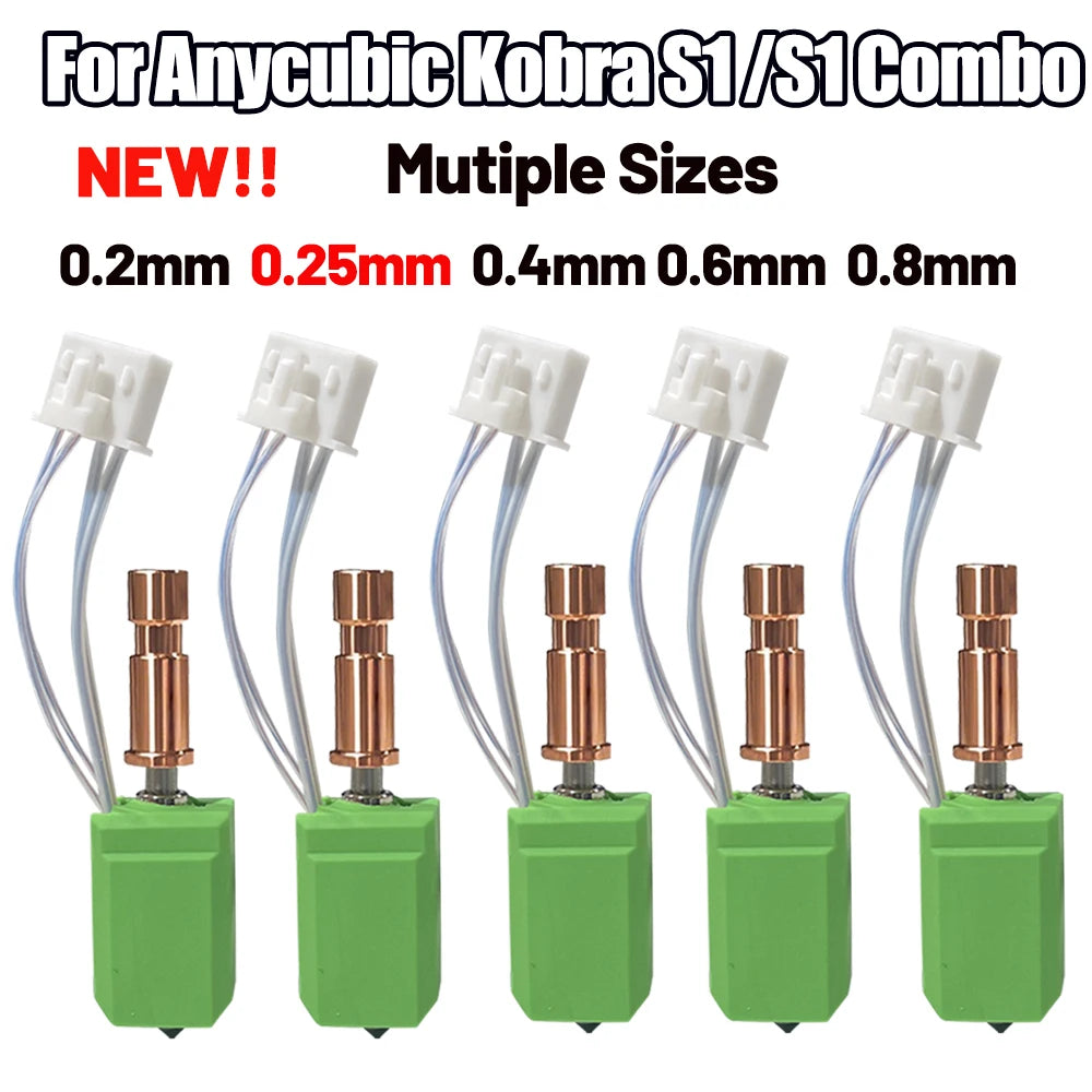 Full Metal Hotend For kobra s1 hotend upgraded 200k Thermistor 2.0 Version Hotend For Kobra S1/S1 Combo 0.2/0.25/0.4/0.6/0.8mm