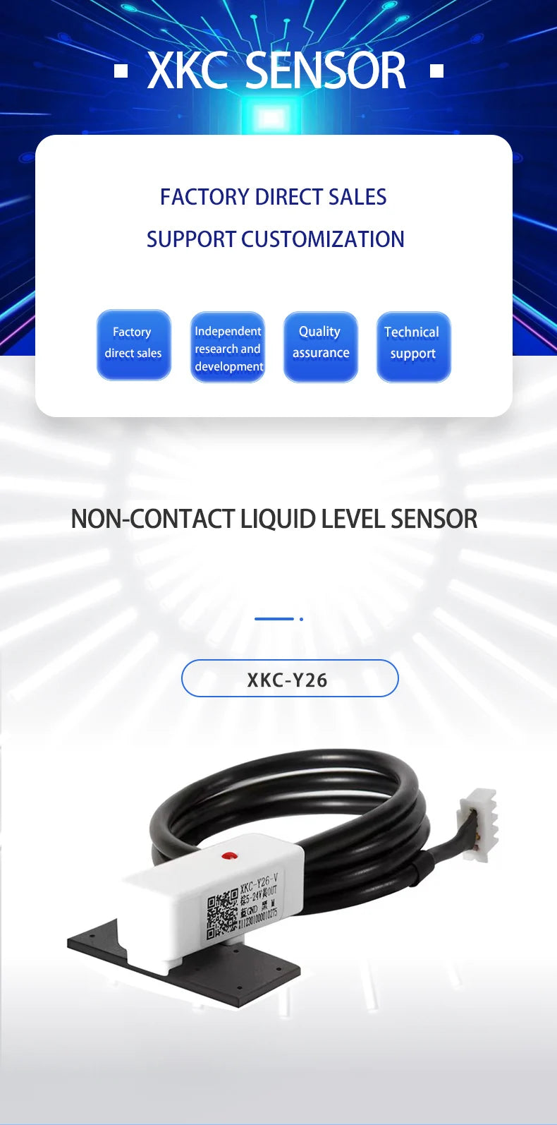 XKC-Y26 Arduino Compatible Sensor,Non-contact Liquid Water Level Switch for Flat Tanks and Pipes(OD 12mm+)