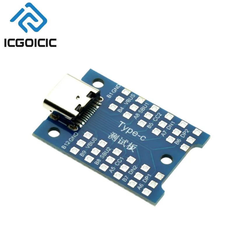 1-50pcs USB Type-C Breakout Board – All Pins Exposed, VBUS GND DP DN CC SBU, for Charging & Data Debugging, DIY Electronics