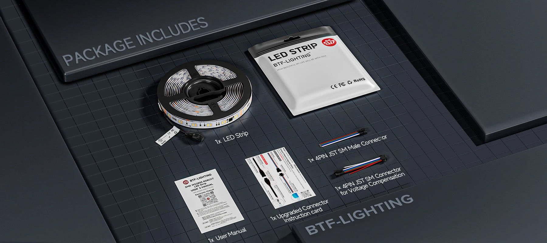 WS2805 Pixels LED Strip Light RGBCCT 5 in 1 Addressable LED Lights Dual Signal RGB WW CW 3000K-6500K DC12V 24V 1 IC to 3/6/7 LED