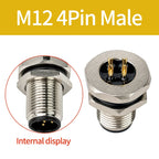 M12 PCB Sensor Connector 4/5/8/12 Pin Male Female Waterproof Circular Socket Front Mount Threaded Nut Flange for Electronics