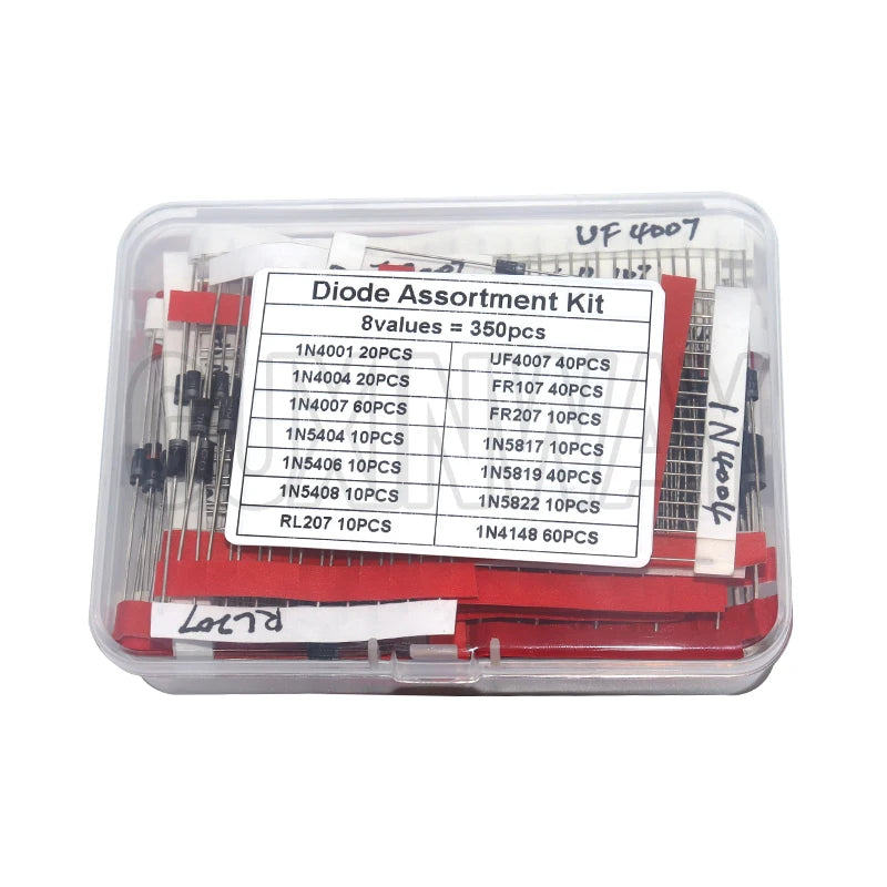 350PCS/box Diodes Kit 1N4001 1N4007 1N4148 RL207 UF4007 FR107 207 14Values Rectifier/Fast Recovery/Schottky/Switching Diode Set