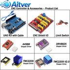 CNC Shield V3 GRBL Controller Kit for Arduino UNO with A4988 DRV8825 TMC2209 V2.0 Stepper Drivers and Limit Switches