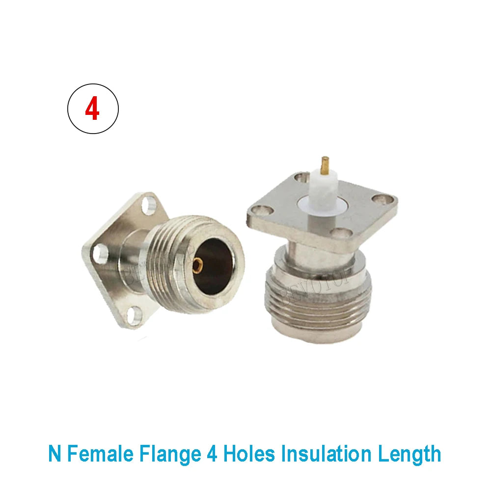 1PCS L16 N/Q9 BNC/TNC/UHF Flange Connector Male Plug/Female Jack 4-Holes Flange Panel Chassis Mount Coaxial Solder Nickel Plated