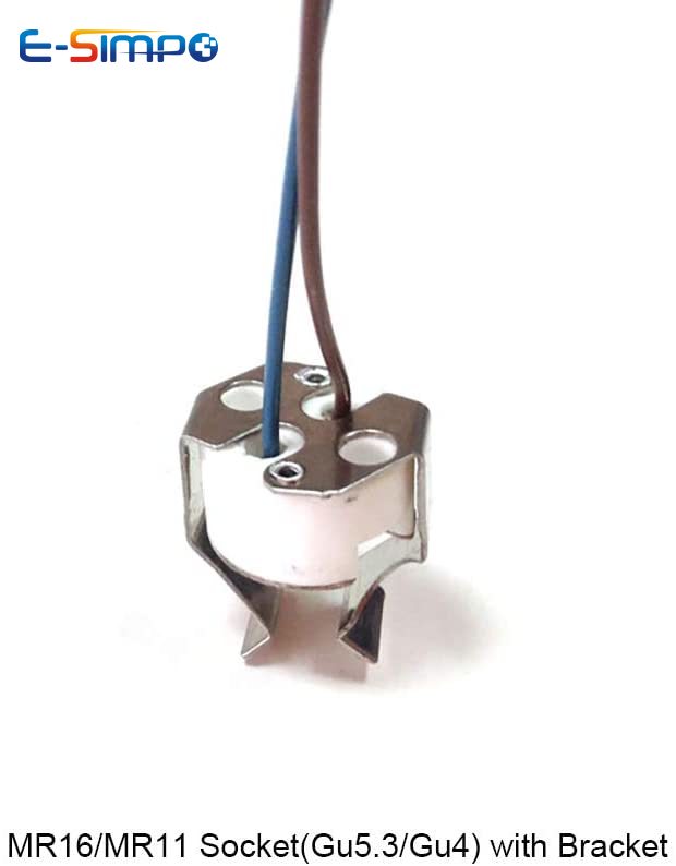 5pcs MR11 MR16 Socket Lamp Holder with Bracket LED Halogen G4 G5.3 Gu5.3 Light Socket Porcelain 20cm Long Wire Lead