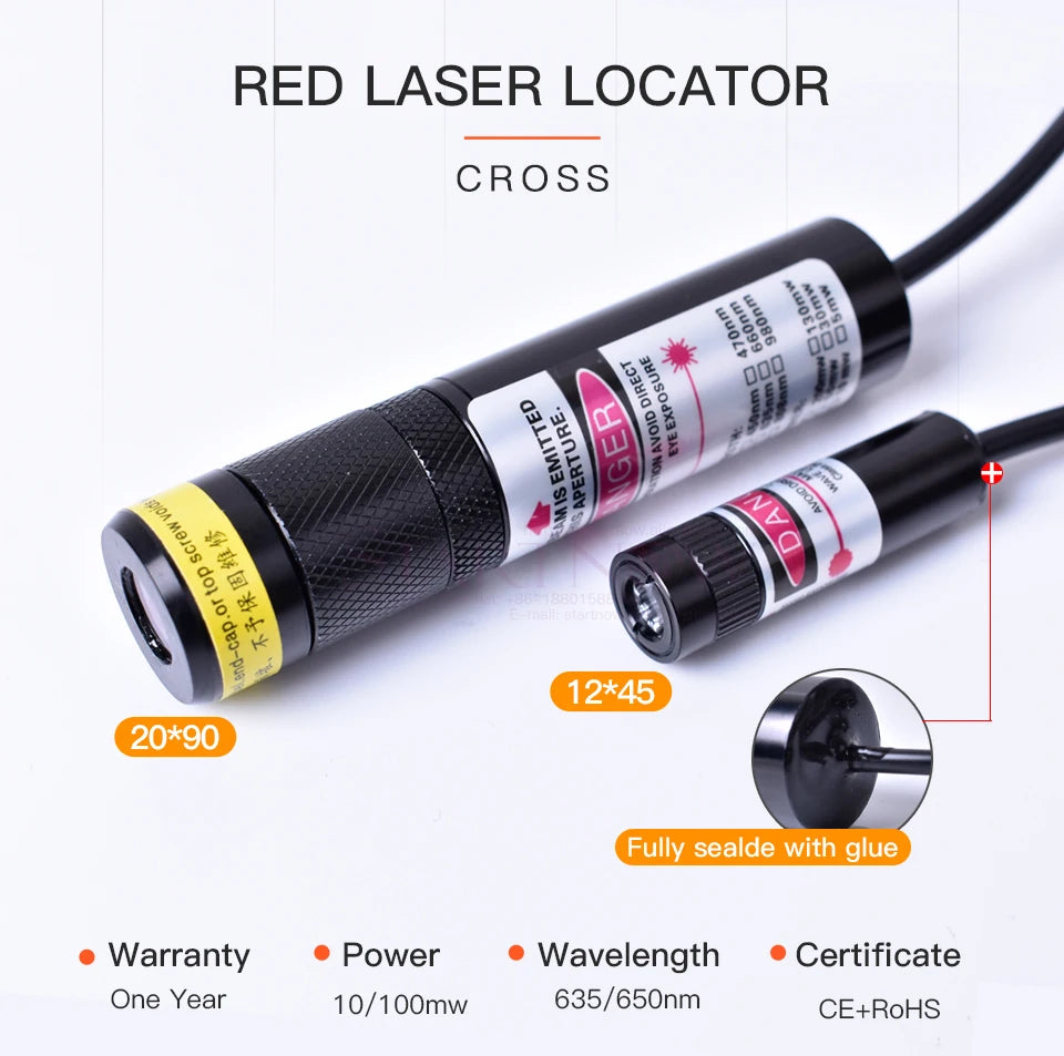 Light Red Cross Positioner 660nm 100mw Laser Diode Module Focusable Beam Cross Laser Locator For Woodworking Carving Machine