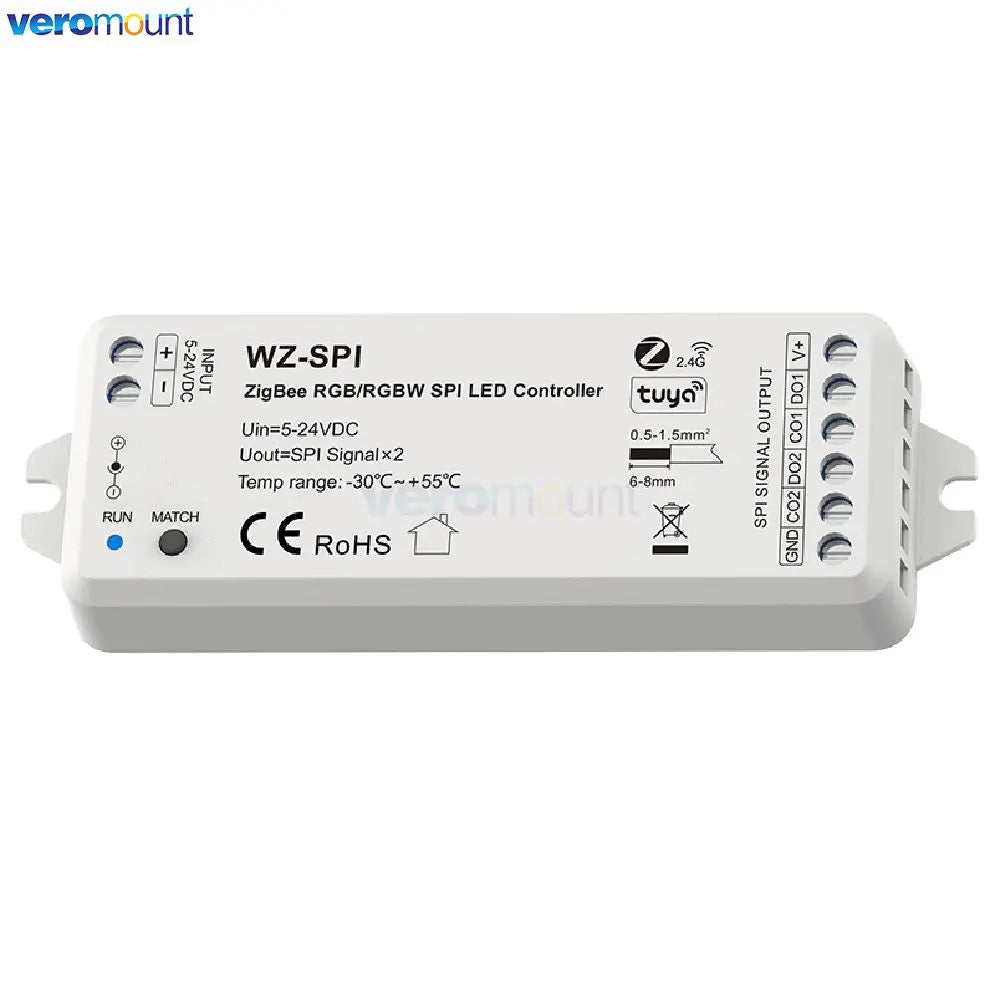 Skydance WZ-SPI Tuya Zigbee SPI Controller for RGB RGBW Pixel LED Strip RF Remote Control WS2811 2812 Addressable Tape 5V-24V DC