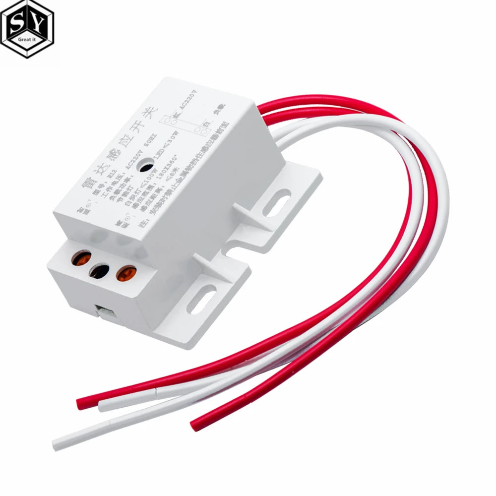 New 220V AC 50Hz Auto Infrared Sensor Switch PIR Microwave Radar Body Motion Sensor Module Adjustable For Time Distance Range