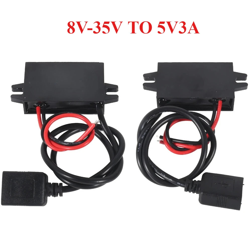 12V to 5V 3A Converter DC-DC Step Down Module Power Adapter USB-A Female/Type C/dual USB/open Wire Connector Low Heat Waterproof
