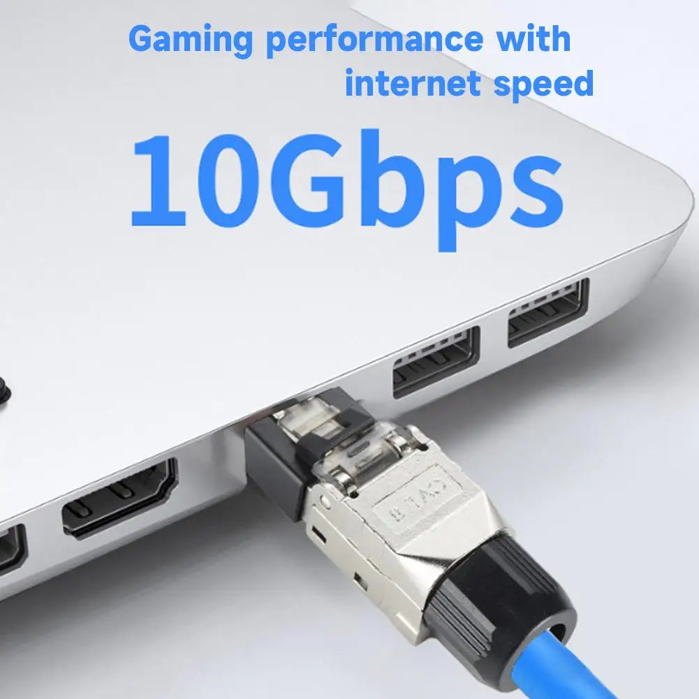 CAT6A Cat8 Cat7  RJ45 Shielded Toolless Connector, 10Gbps Professional Ethernet Modular Plug for Network Cable for 22AWG-24AWG