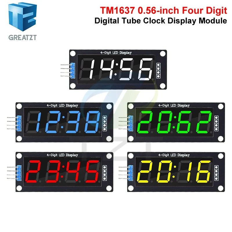 TM1637 LED Display Module for Arduino 4 Digit Tube 7 Segment 0.56 inch Time Clock Indicator Module Red Blue Green Yellow White