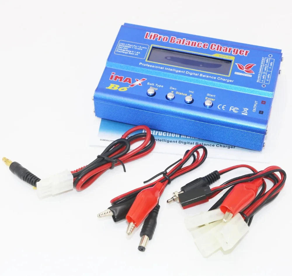IMAX B6 80W B6 Charger Balance Charger Digital LCD Screen Lion LiFe Nimh Nicd PB Lipo Battery Discharger AC Power 12V 5A Adapter