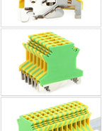 5Pcs USLKG-2.5/3/5/6/10N Terminal Block UK Yellow Green Ground Terminal Block Two-color 34A-101A 800V Rail Ground Terminal Block